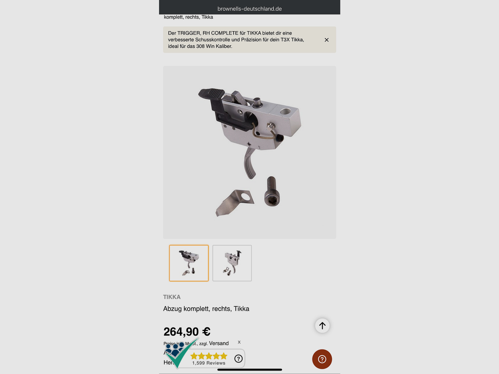 Abzug Tikka T3x Super Varmint - Druckpunktabzug