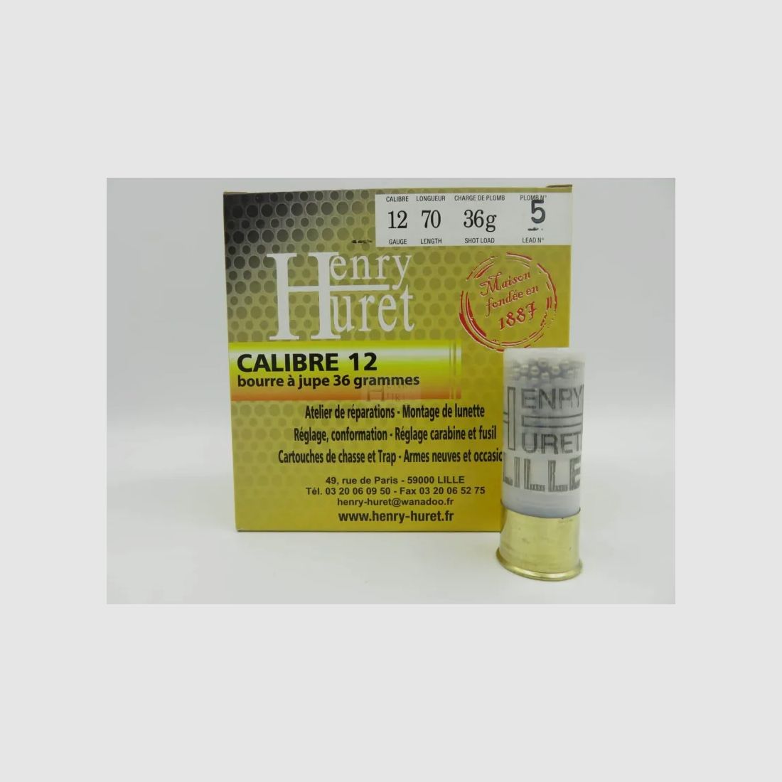 Patrone Henry Huret Kal. 12 BJ 36 g Pl 5d Box mit 25 Stück, Bild 1 von 2