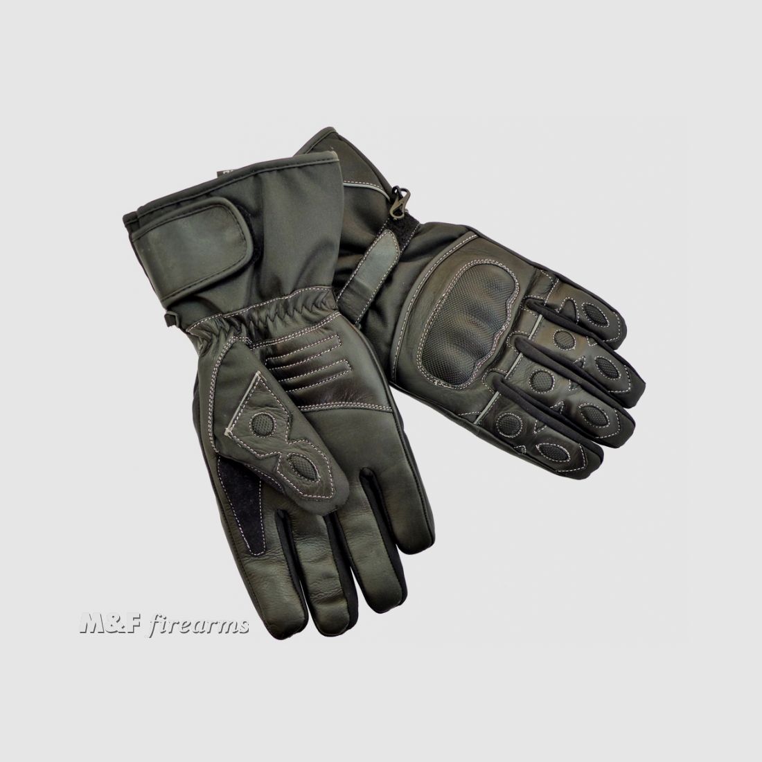 Biker-Handschuhe mit Protektoren Thinsulate 3M Vlies Hipora 3-Schicht Wasserprotektion und Scotchlite 3M Reflexionsnähten