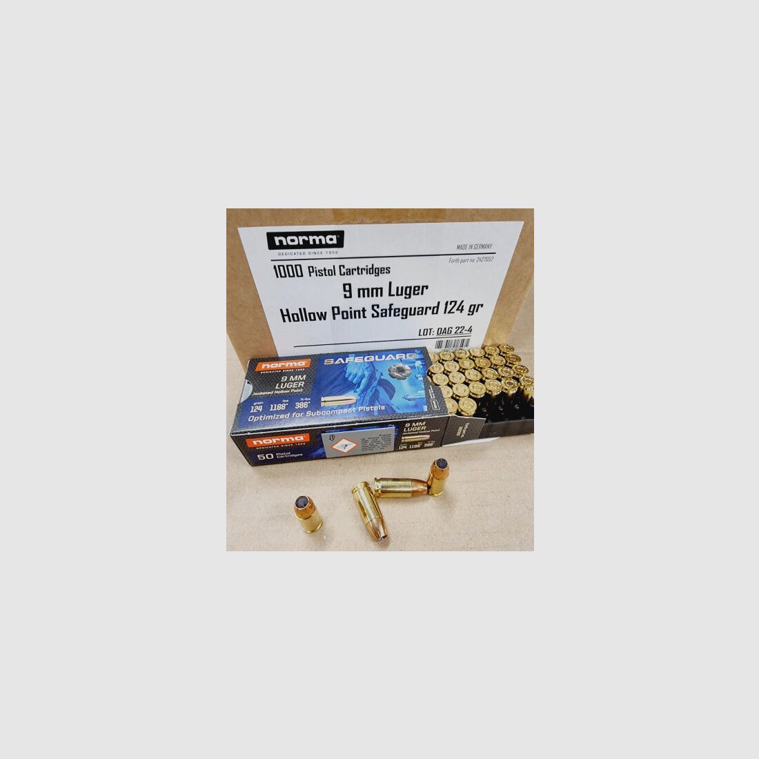 9mm/124grs Norma HP Safeguard 1000 Stk.