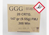 GGG cartridge .308 Win FMJ BT 147grs.
