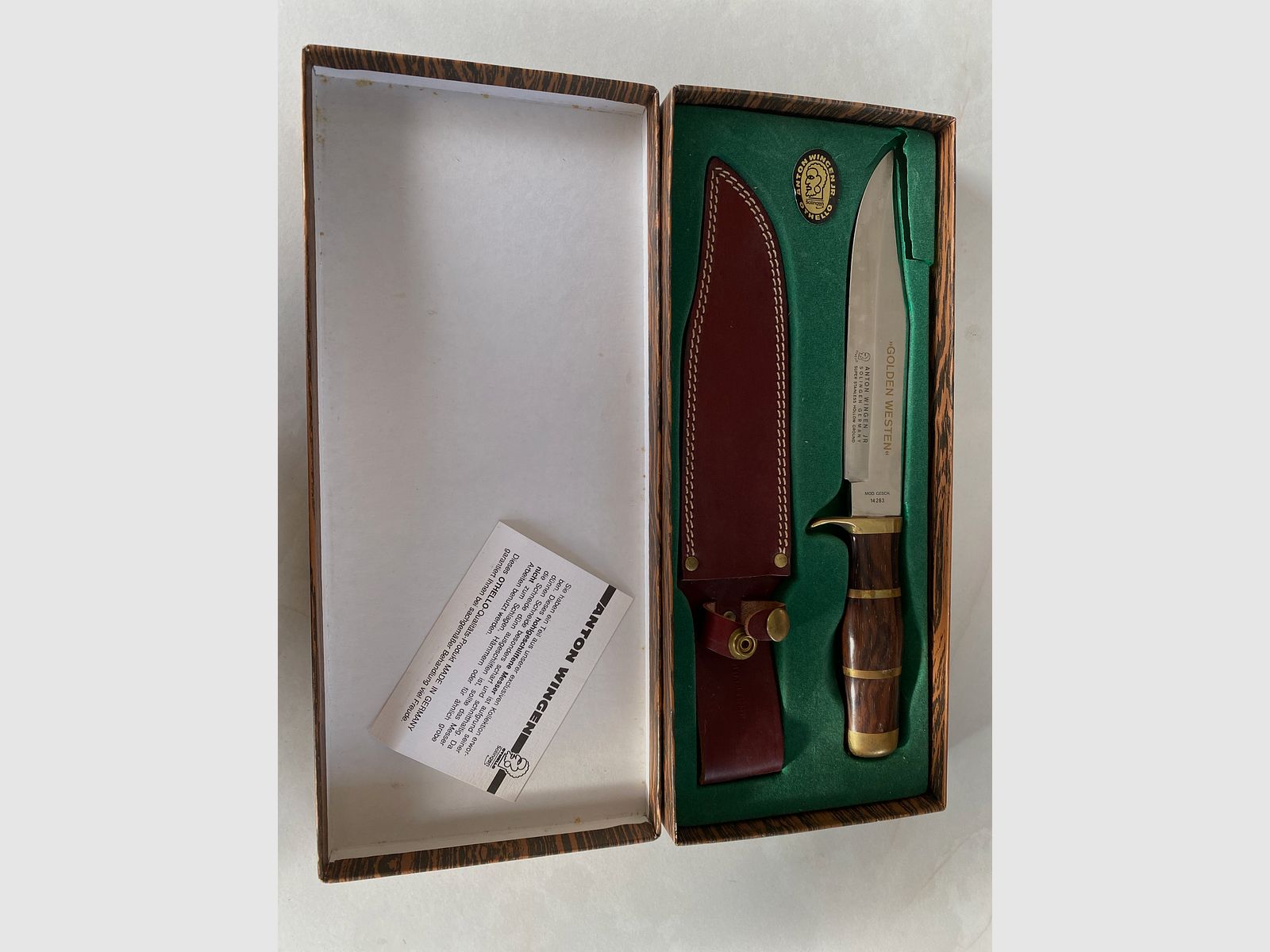 Anton Wingen Jr. – “Golden Western” Jagdmesser / Sammlermesser – Neu in Originalverpackung