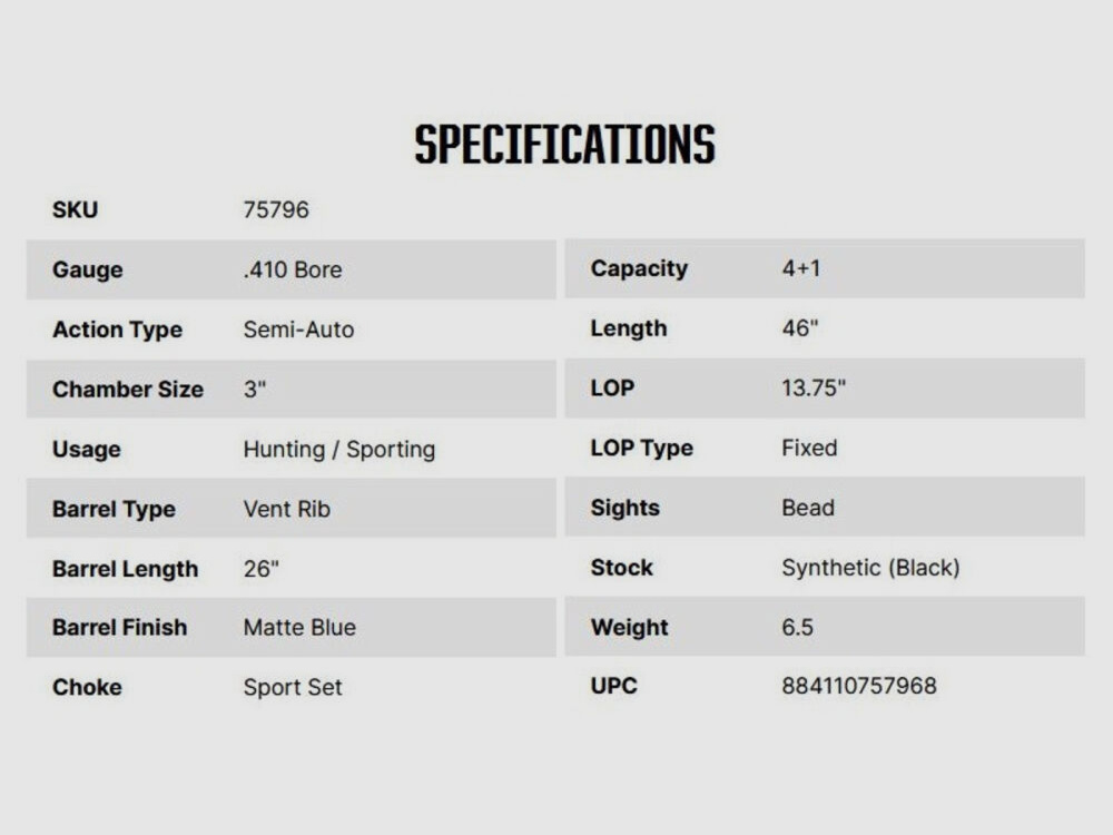 Mossberg International SA-410 Field 26" (26 pollici) .410/76