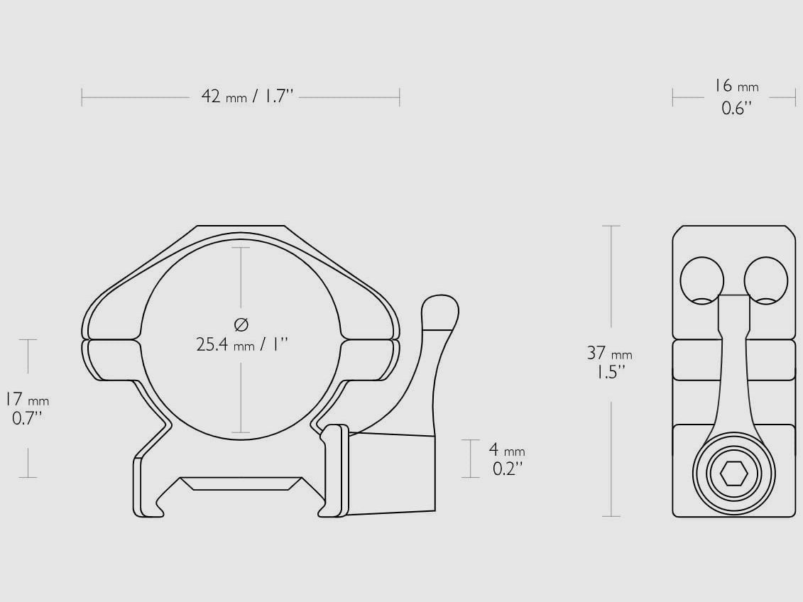 Hawke Precision Montaggio Fisso in Acciaio Weaver (Lever) 1" Due Pezzi Basso, immagine 2 di 2
