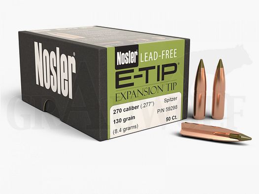 .277 / 7 mm 130 gr / 8.4 g Nosler E-Tip lead-free bullets 50 pieces