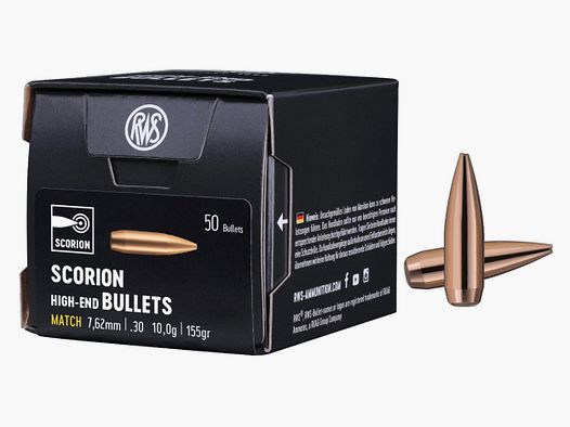 RWS 2416966 cartridges 7.62 mm .308 Scorion HPBT- Match 10.9 g 168 gr