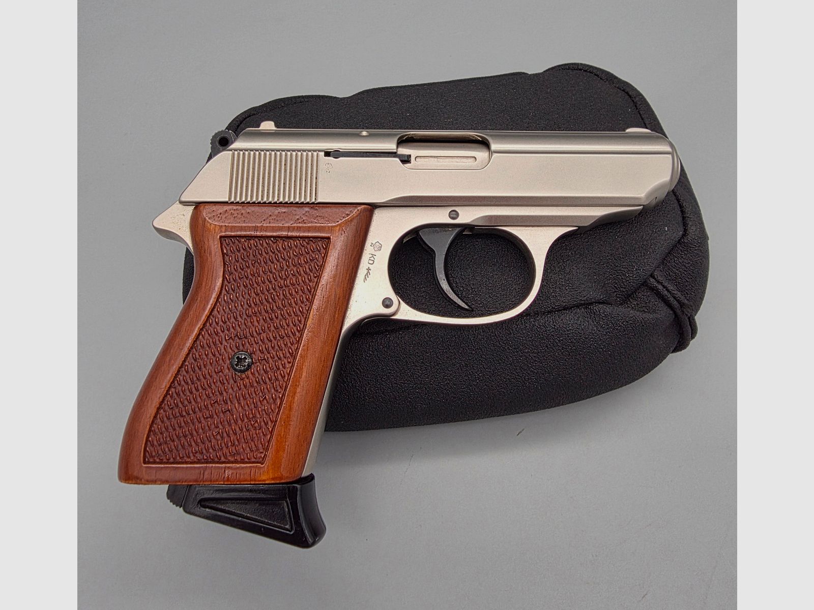 Röhm RG800 PPK Klone PTB 414 Velours Nickel Holzgriff de l'année 1993 Calibre 8mm K Schreckschuss SRS RG 800
