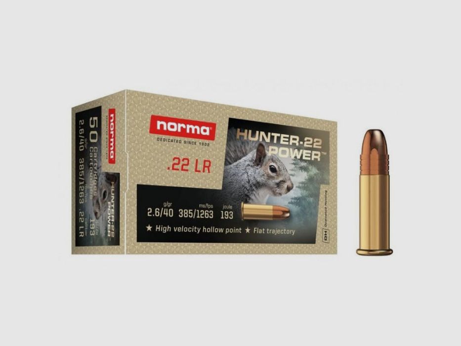 Balles Norma Hunter-22 Power Hollow Point - Cal. 22 LR
