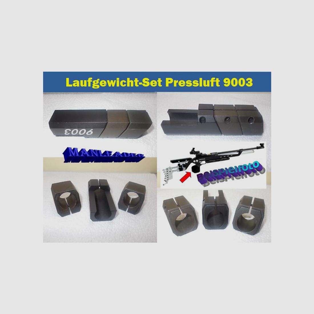 Laufgewichte für Anschütz Pressluftgewehr 9003 & andere Läufe / 3x Lauf Gewicht Ø 20mm / Konvolut