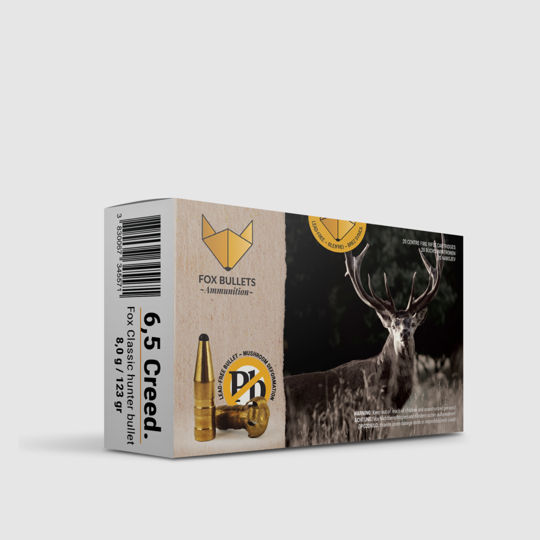 Fox Bullets Classic Hunter 6,5 Creedmoor 8,0 g / 123 gr munizione senza piombo – 20 cartucce