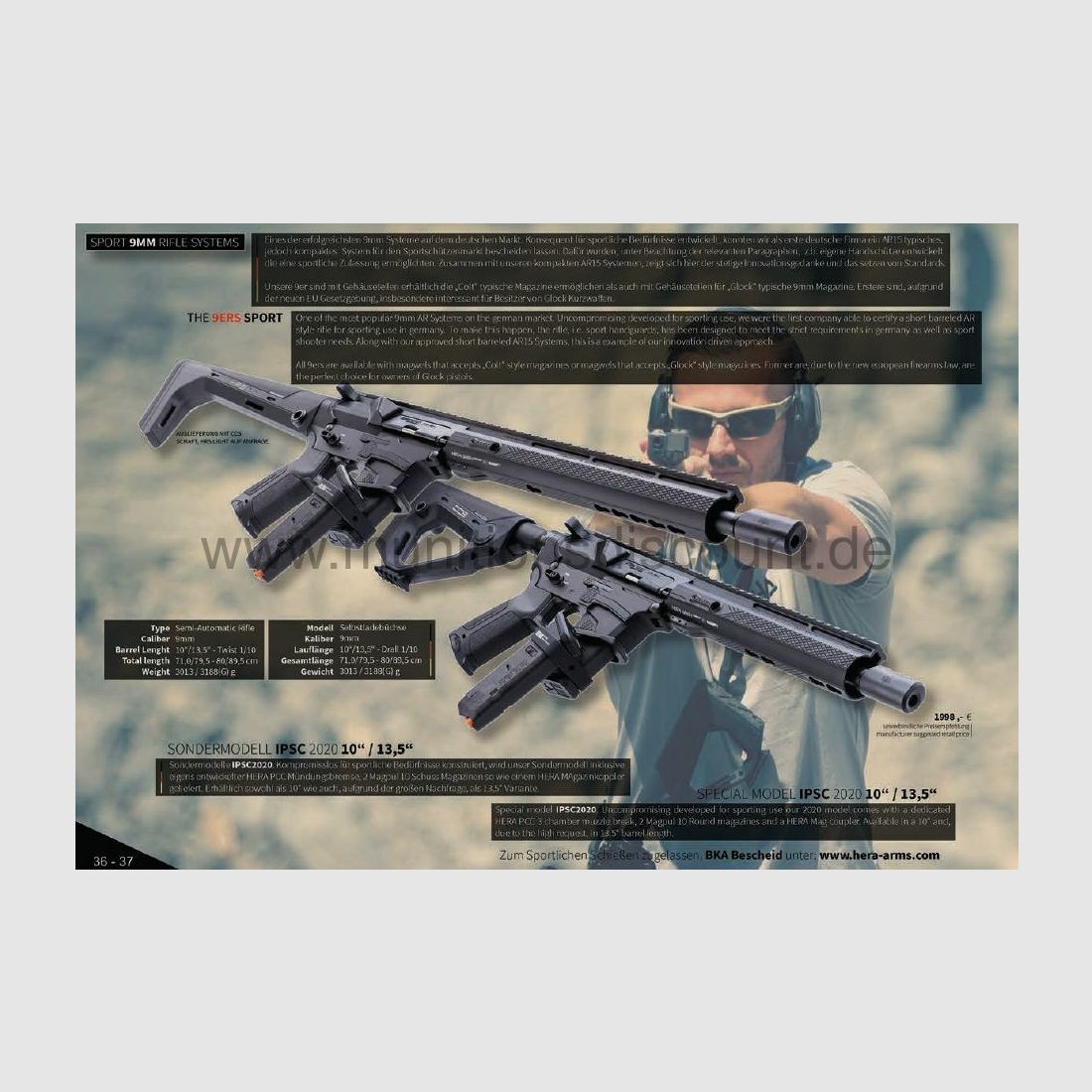 HERA Arms The 9ers Sport C Modello Speciale 2020 IPSC - 13.5 Pollici di Lunghezza