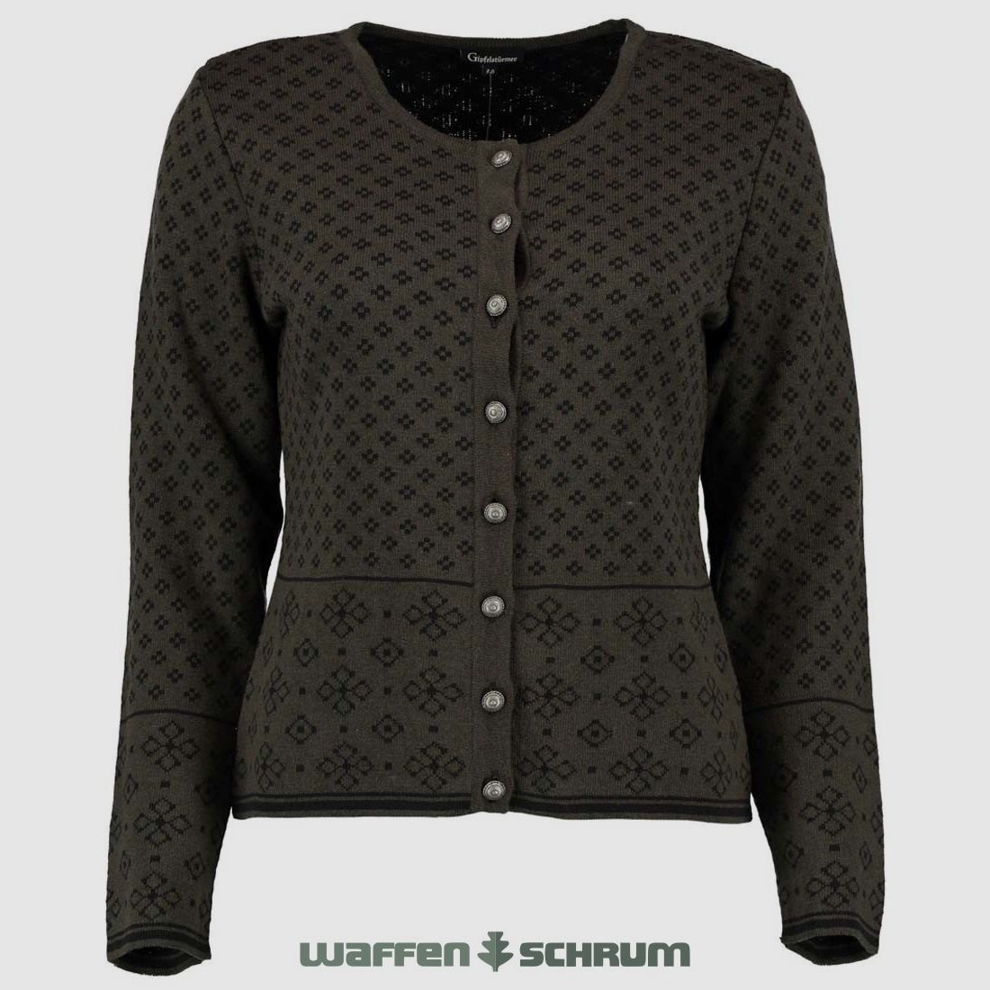 Gipfelstürmer Strickjacke Rundhals Dunkelgrün