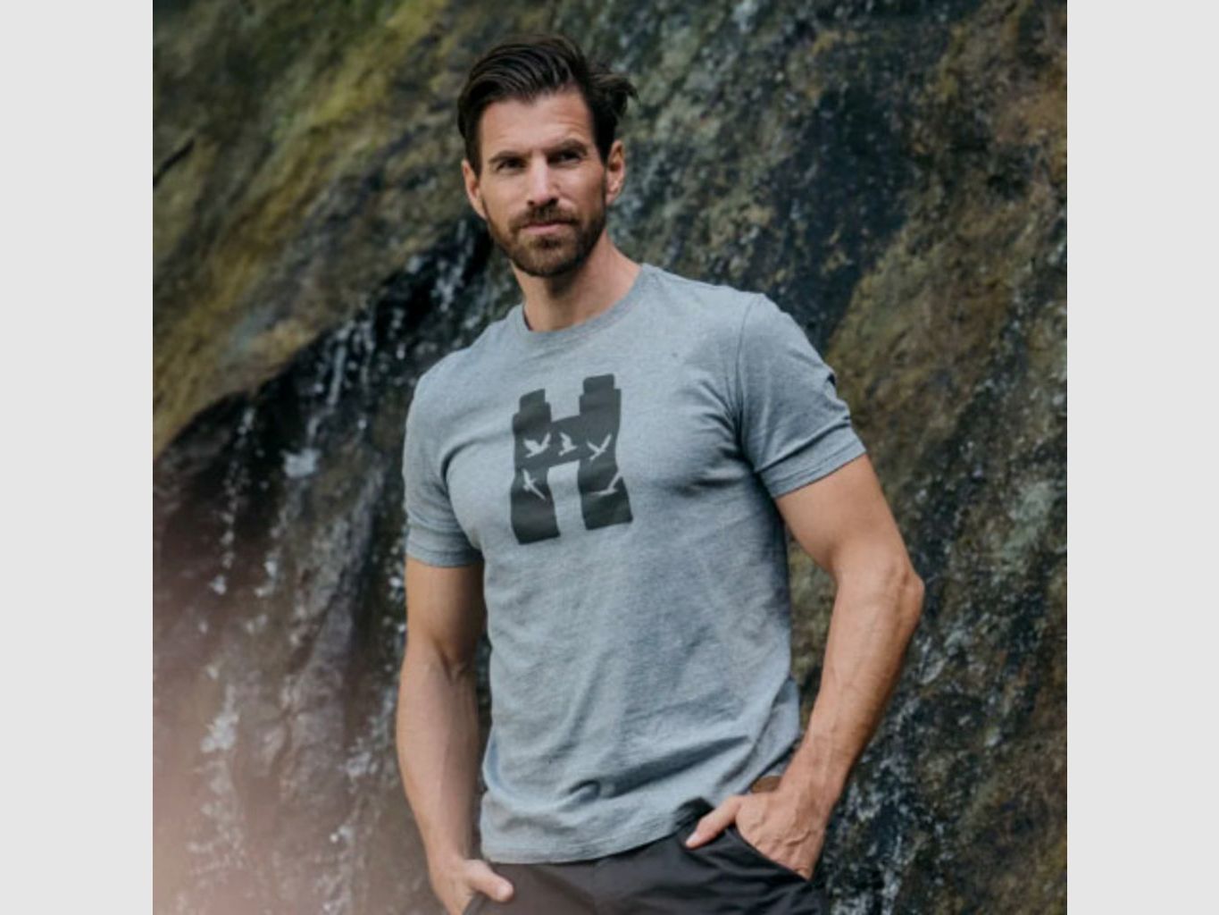 Herren T-Shirt mit Swarovski Optik Vögeln (L), Bild 3 von 3