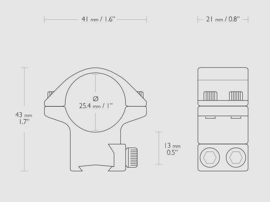 HAWKE 22101 25,4mm Ringmontage Mittel für 9-11mm Schiene Zielfernrohr Halterung