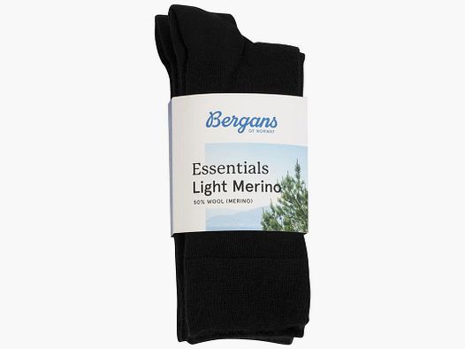 Bergans Essentials Light Merino Sock 3pk Czarny 41-46