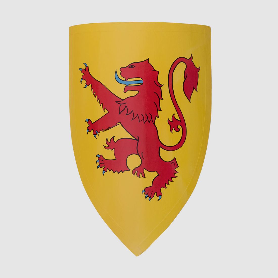 Scudo di legno con leoni color carminio