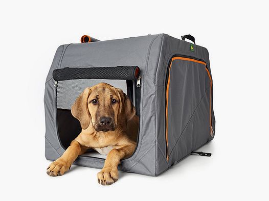 Hunter Hundetransportbox mit Aluminium-Gestell 91 x 61 x 58 cm Anthrazit/Orange