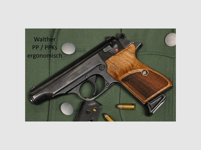 ergonomisch geformte Griffschalen für Walther PP und PPKs (nicht PPK) aus Nussbaum