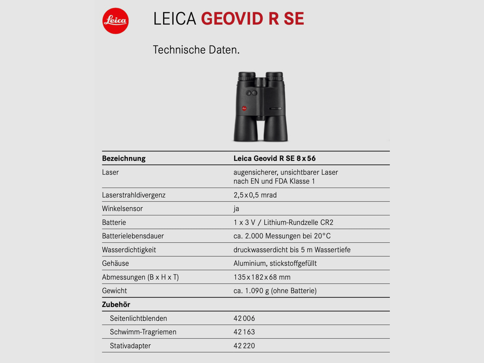 LEICA 408-27 Geovid R SE 8x56 Fernglas mit Entfernungsmesser