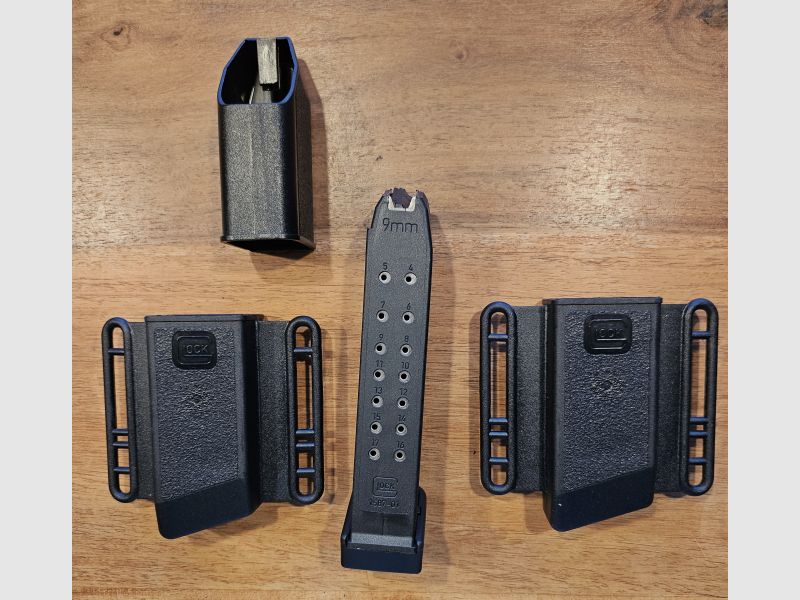 Glock 17 Magazin, Holster mit Ladhilfe