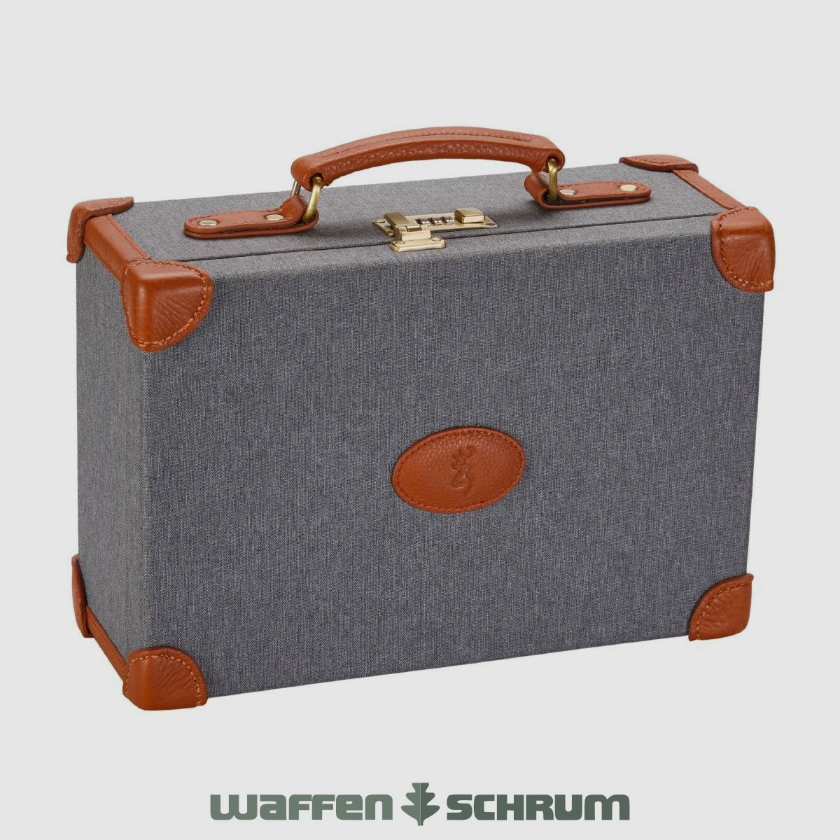 Browning Ammo Case Oryx  / Grau mit Lederecken / ca. 200 Schuss Kapazität