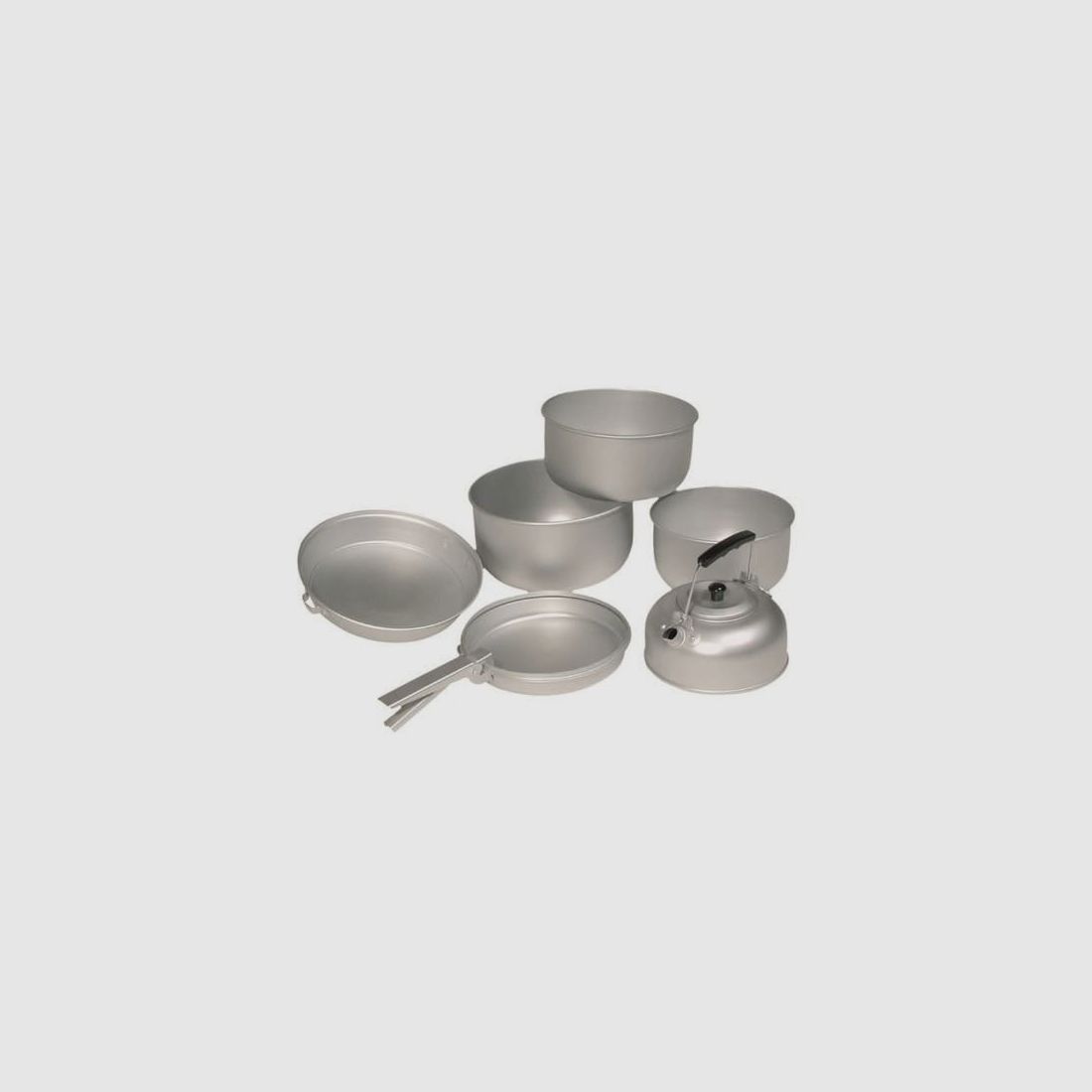 MIL-TEC Kookset Aluminium - 3 Pannen 1 Koekenpan 1 Waterkoker