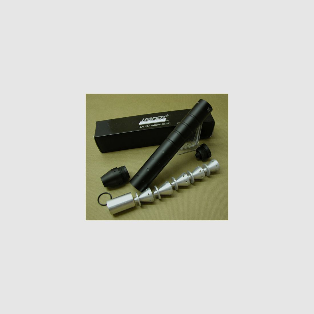 High-performance "F" silencer LEADER for air rifle & air pistol full metal cal. 4.5 & 5.5