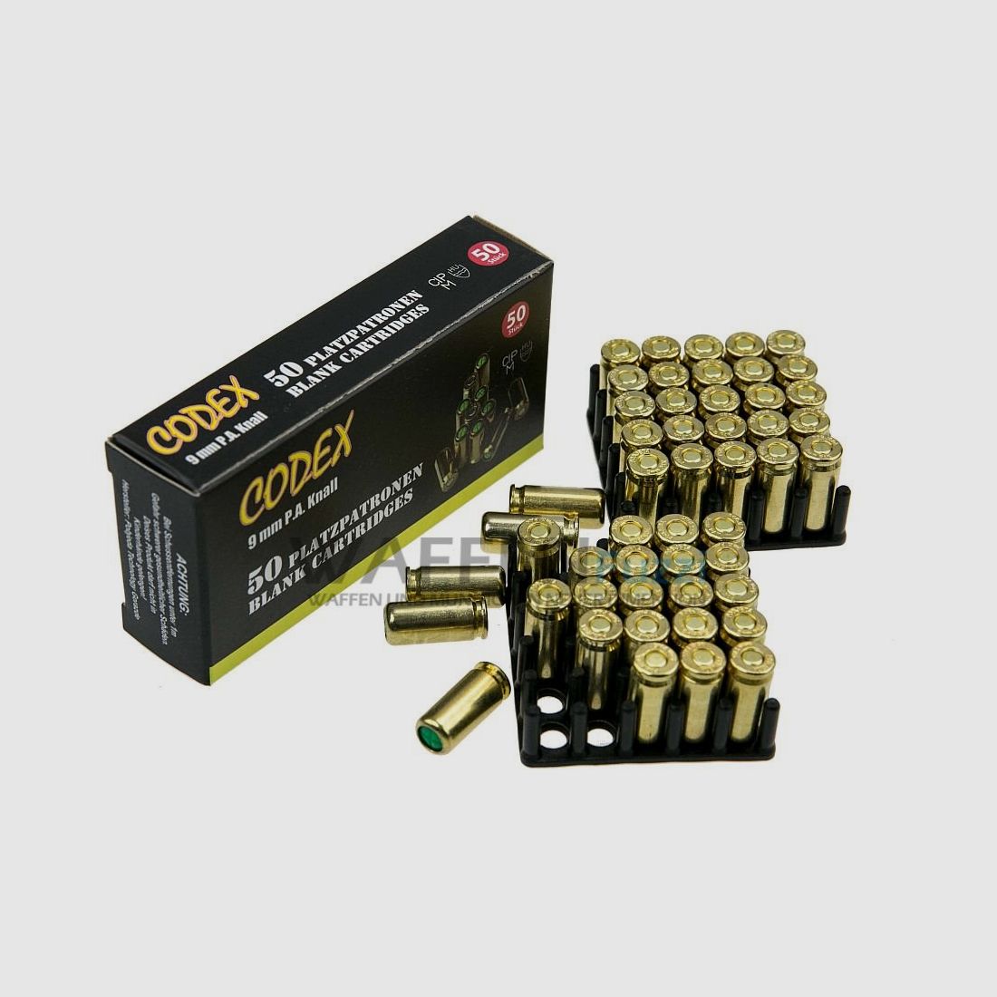 Codex cartuchos de fogueo 9 mm PAK para pistola 50 disparos