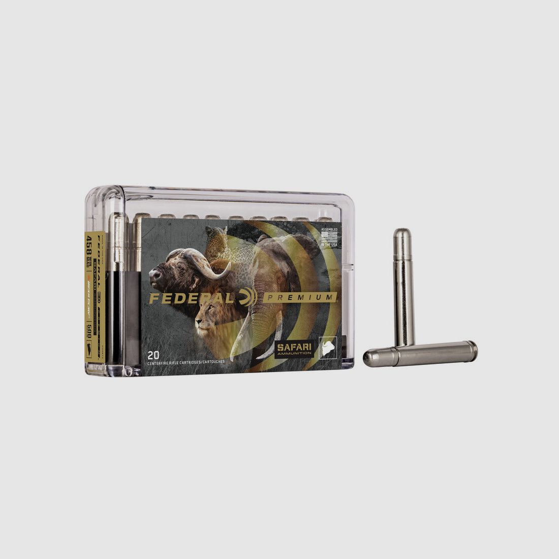 Federal Premium Safari Trophy Bonded Bear Claw .458 Win. Mag. 500GR bonded JSP 20 cartridges