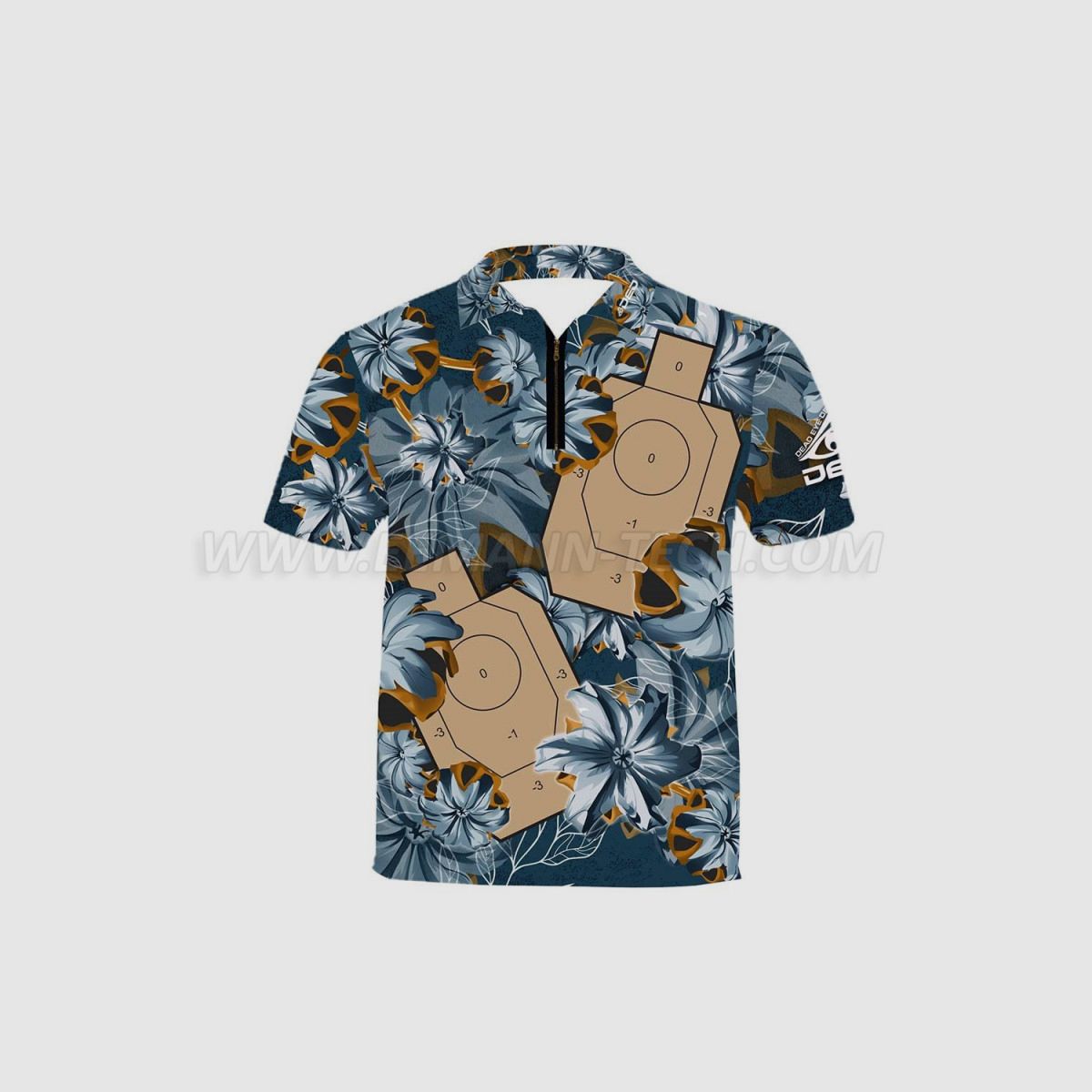 DED Blue Bullet Floral IDPA Target T-Shirt, size: 6XL, Custom Name: No Name, Clothes type: Regular (Men), image 1 of 3
