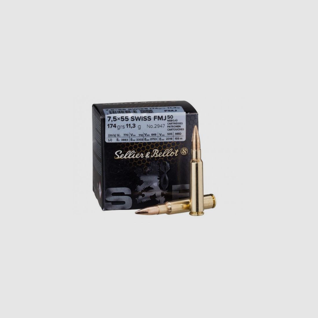 SELLIER & BELLOT - 7,5x55 SWISS - 174 GRS. - FMJ - 50 SCHUSS