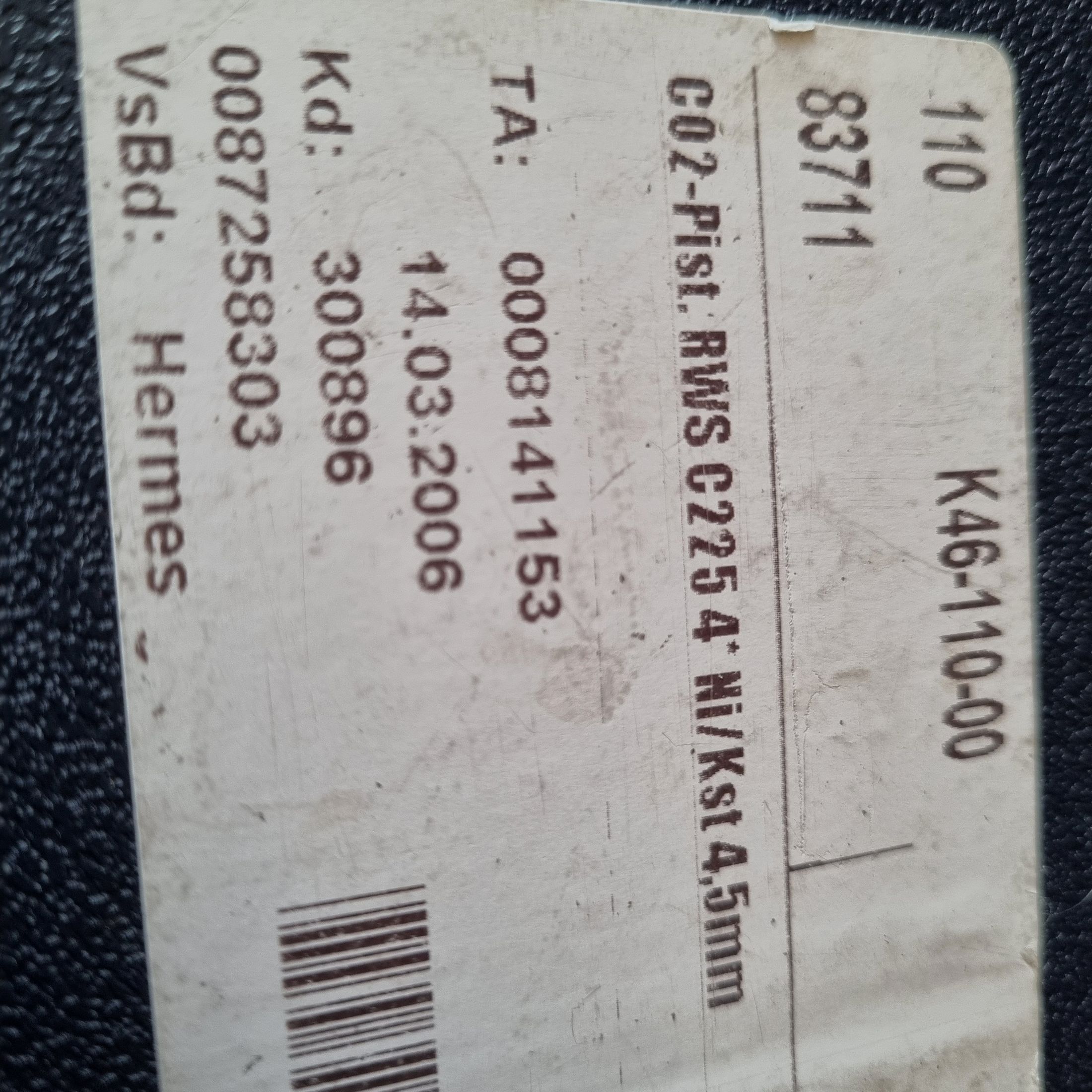 RWS Mod. C225, vernickelt, CO2, alte Ausführung, Kauf v.11.03.2006