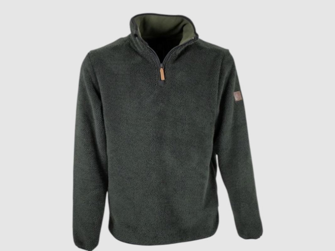 Polarfleece-Jersey Oxford Blue Fleck mit Viertelreißverschluss Grün, Bild 1 von 4