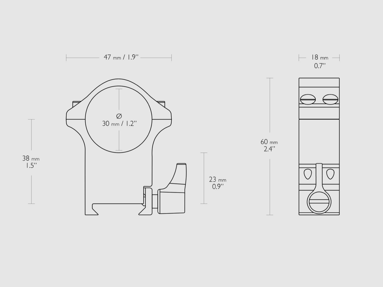HAWKE 23108 Profi Stahl Ringmontagen Weaver 30mm Extra Hoch 60mm Schnellspann
