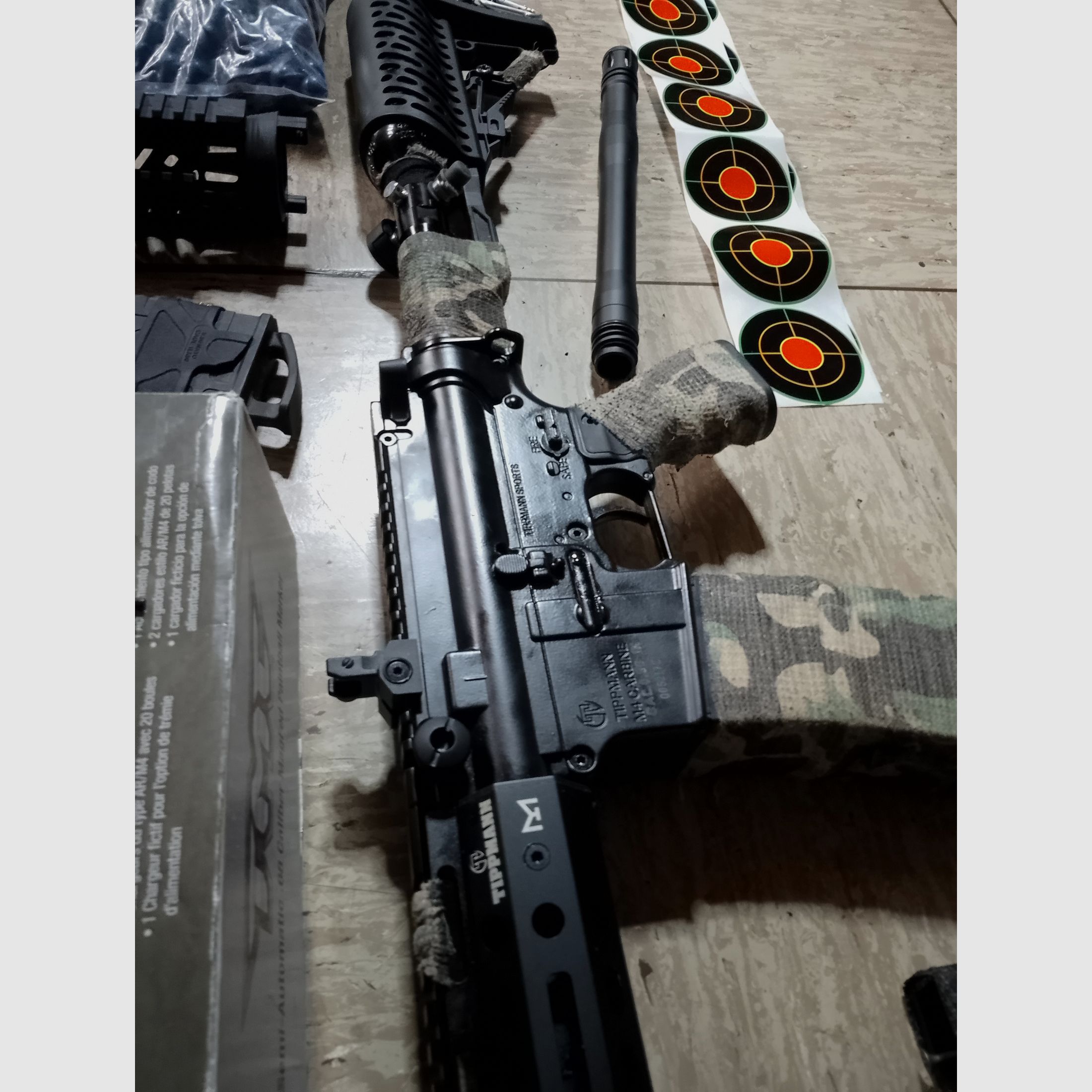 Tippmann Tmc Elite Markierer .68 Zubehör Tuning Lauf 1000 stk. Paintballs Cal 68 Set LED Lampe 3 Magazine Maske Ovp 