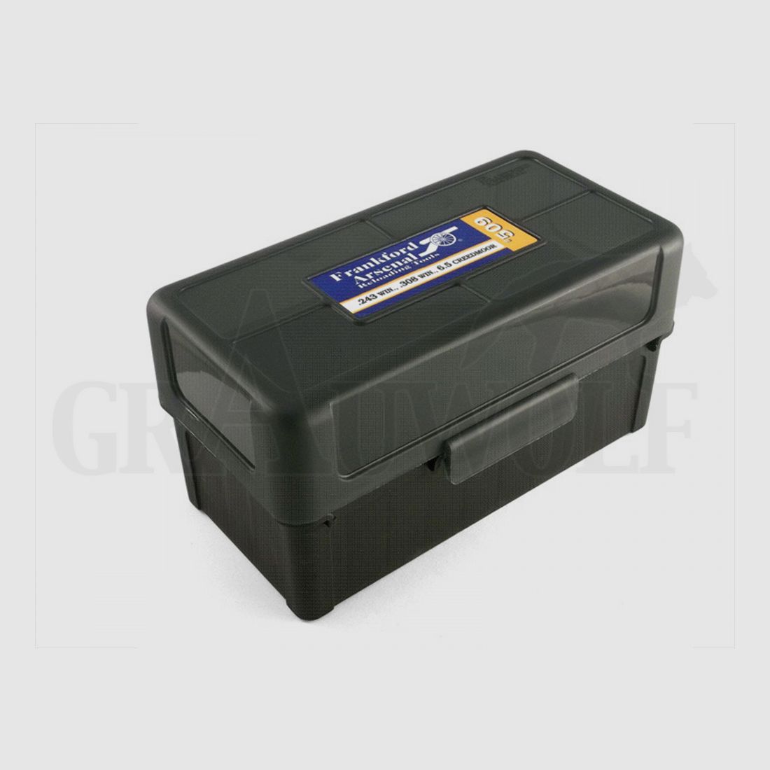 Frankford Arsenal Klappdeckel Patronenbox #509 Rauchfarben für 50 Patronen .243 - .308 Winchester