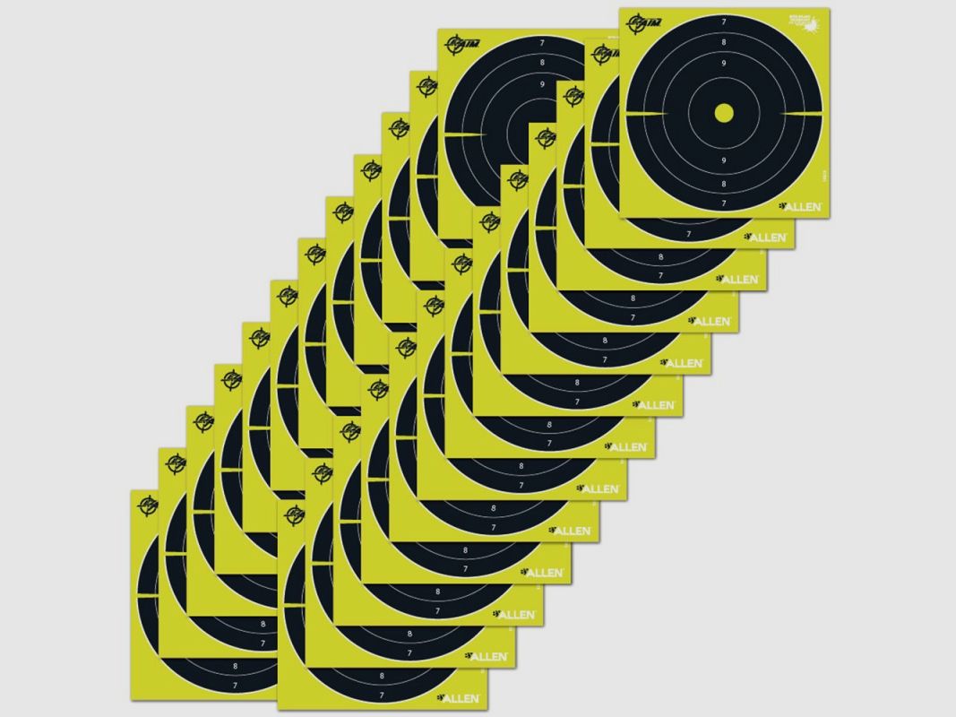 EZ AIM Splash Reactive papieren schietschijven Bullseye zwart / chartreuse, 25-pack, afbeelding 1 van 4