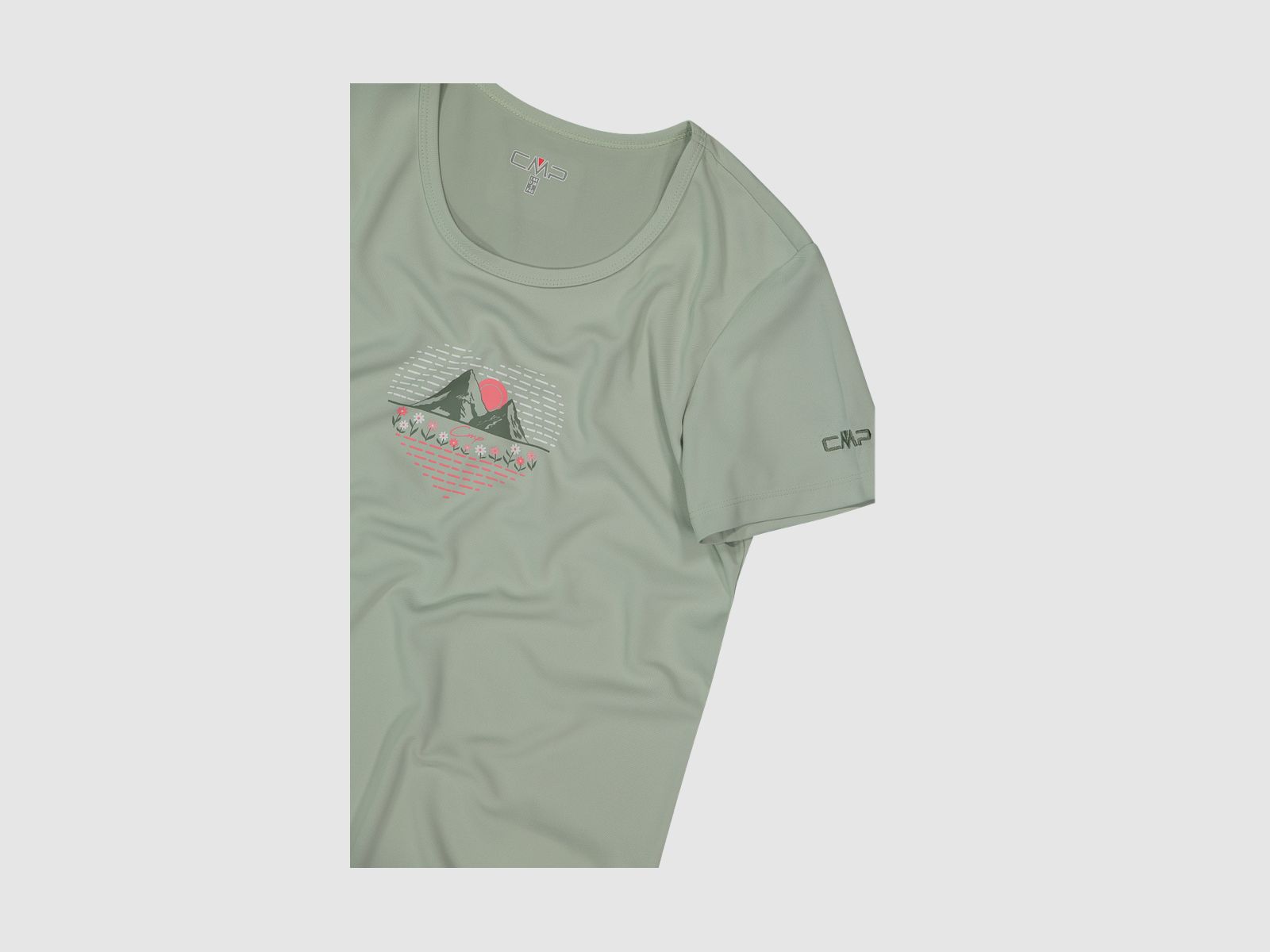 CMP Damen-T-Shirt aus Piqué mit Print vorne Pistacchio