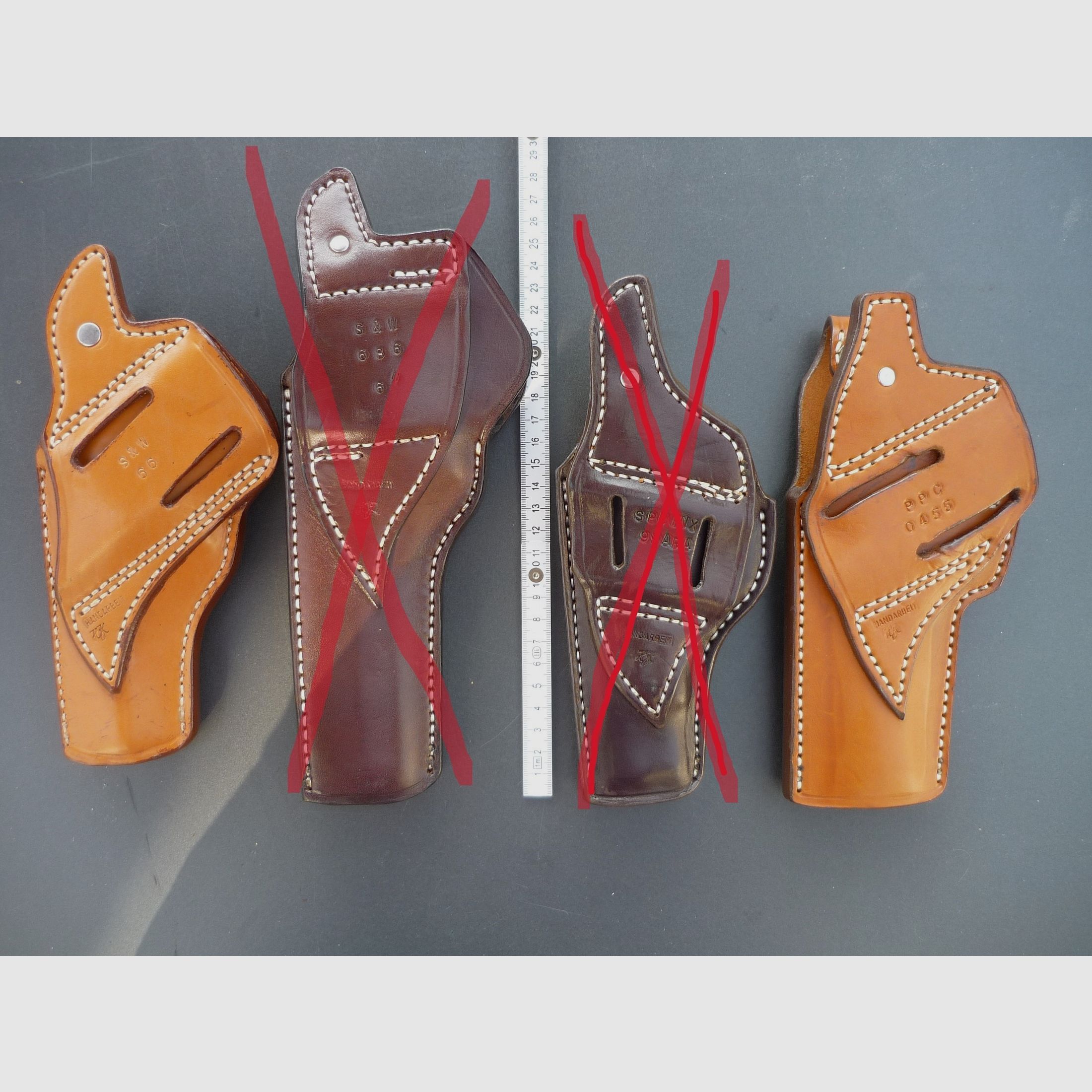 HKDesign Funda Art. Nr. 003 con riel de grano de teflón y cierre de presión para: S&W M 66 4", PPC 0455 - para diestros