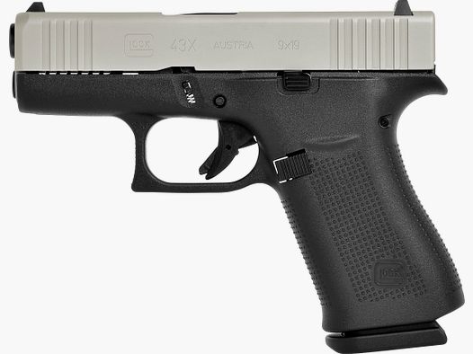 Pistola Glock G43X Silver Slide FS 9mm Luger 3.41" / 87 mm 10+1, Subcompact Slimline