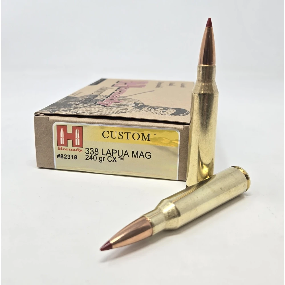 MUNITION HORNADY CUSTOM 338 LAPUA MAG 240 GR CX (20)