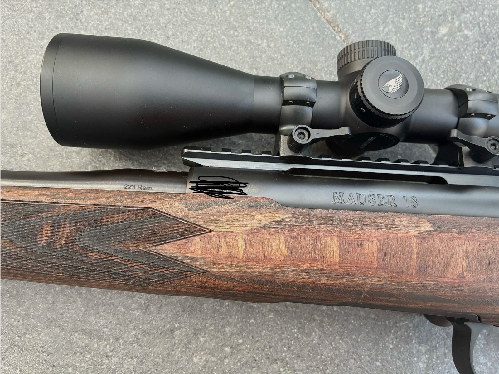 223. Rem Mauser M18 pure NEU mit GPO Glas + Schalldämpfer montiert