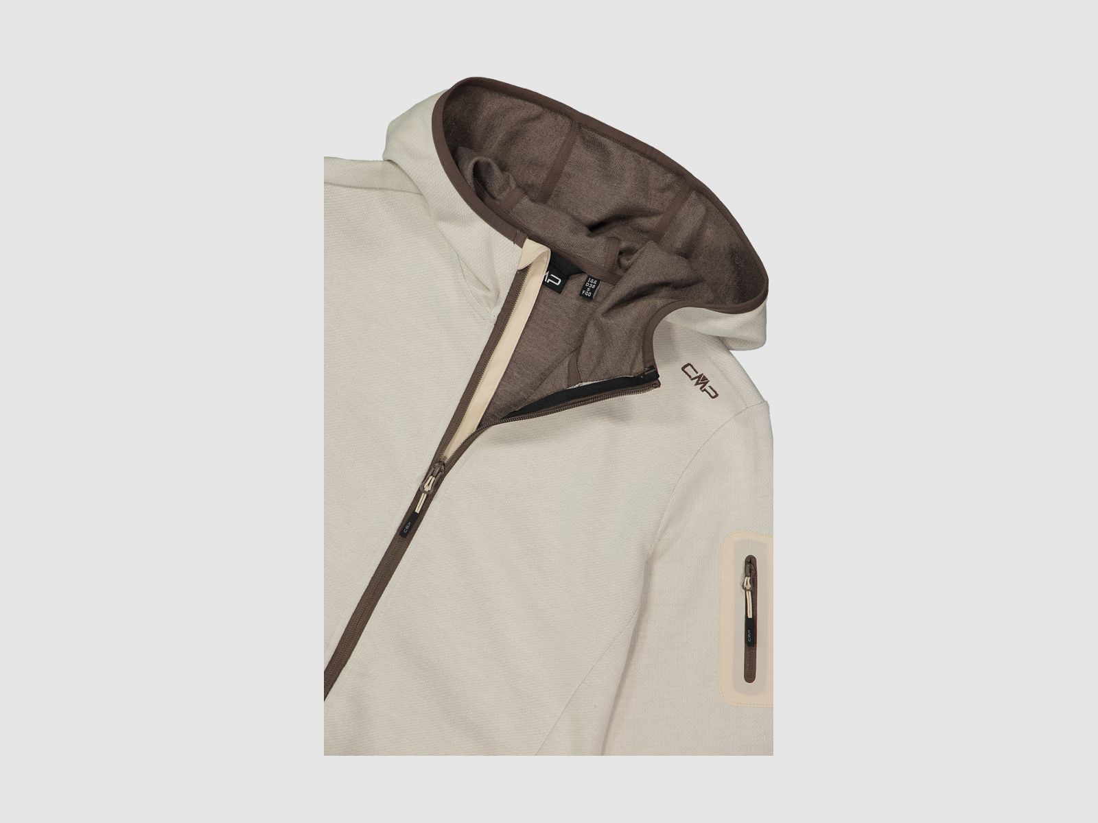 CMP Knit-Tech-Fleece mit Kapuze und Mesh Beige