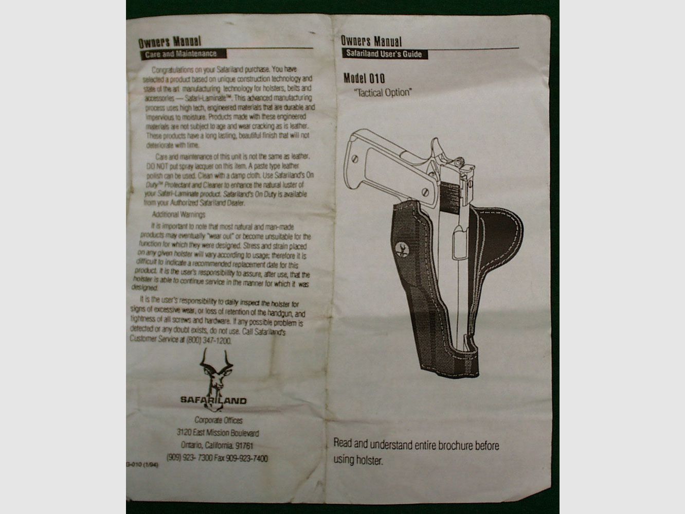 Safariland Leder Holster/Schnellziehholster Model 010