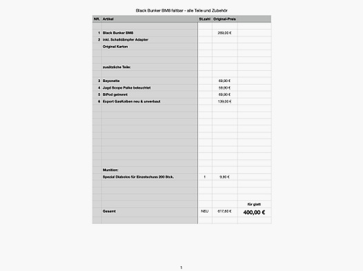 Black Bunker BM8 in Schwarz - faltbares Luftgewehr mit viel Zubehör