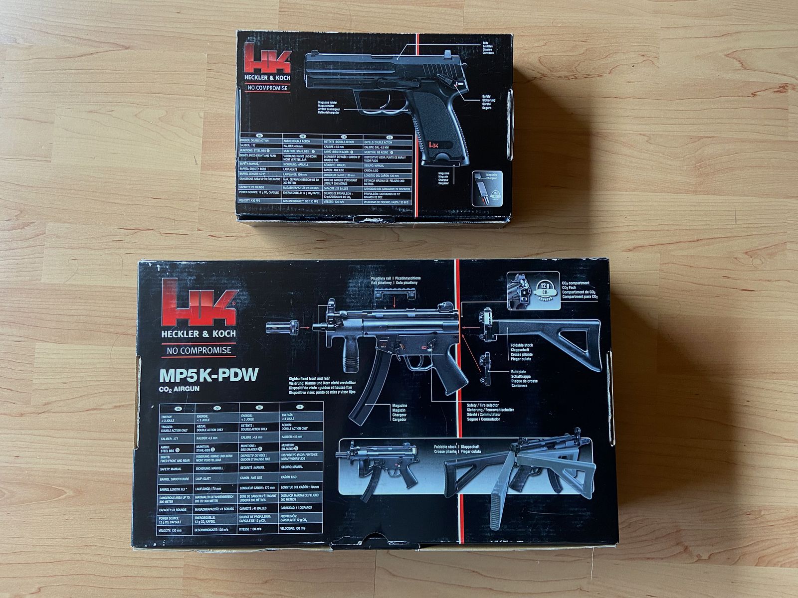 HK USP CO2 Pistole NBB + MP5 K-PDW CO2 GBB 4,5 mm Gebraucht