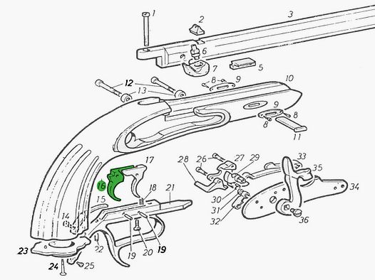Vorderer Abzug fĂĽr Perkussionspistole Chiappa Napoleon Le Page, Ersatzteil