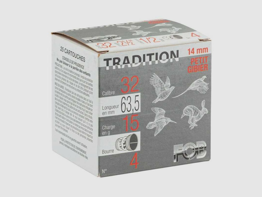Patronen Fob Tradition - Kal. 14 mm x 25 - Kleines Wild 14 mm Nr. 8, Bild 3 von 4