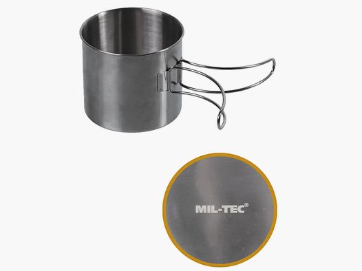 Mil-Tec Tasse En Acier Inoxydable Poignées En Fil 600 ml