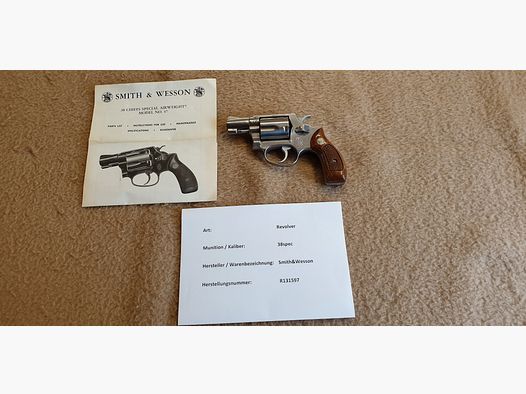 Revolver 38spec Smith & Wesson inkl. Originalkarton u. -beschreibung